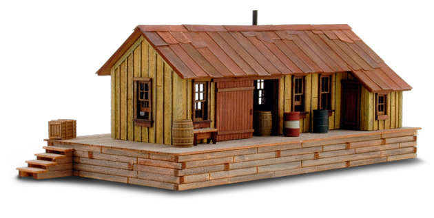 Track side warehouse - track view - wild west models